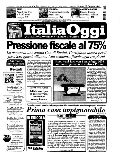 Italia oggi : quotidiano di economia finanza e politica